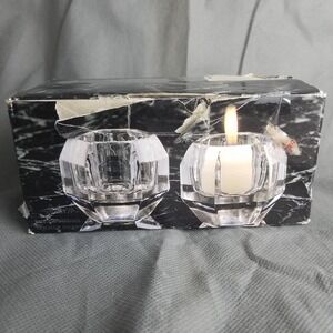 Julian Votive Holder Pair 24% Lead Crystal Tuscany Collection Made in Yugoslavia